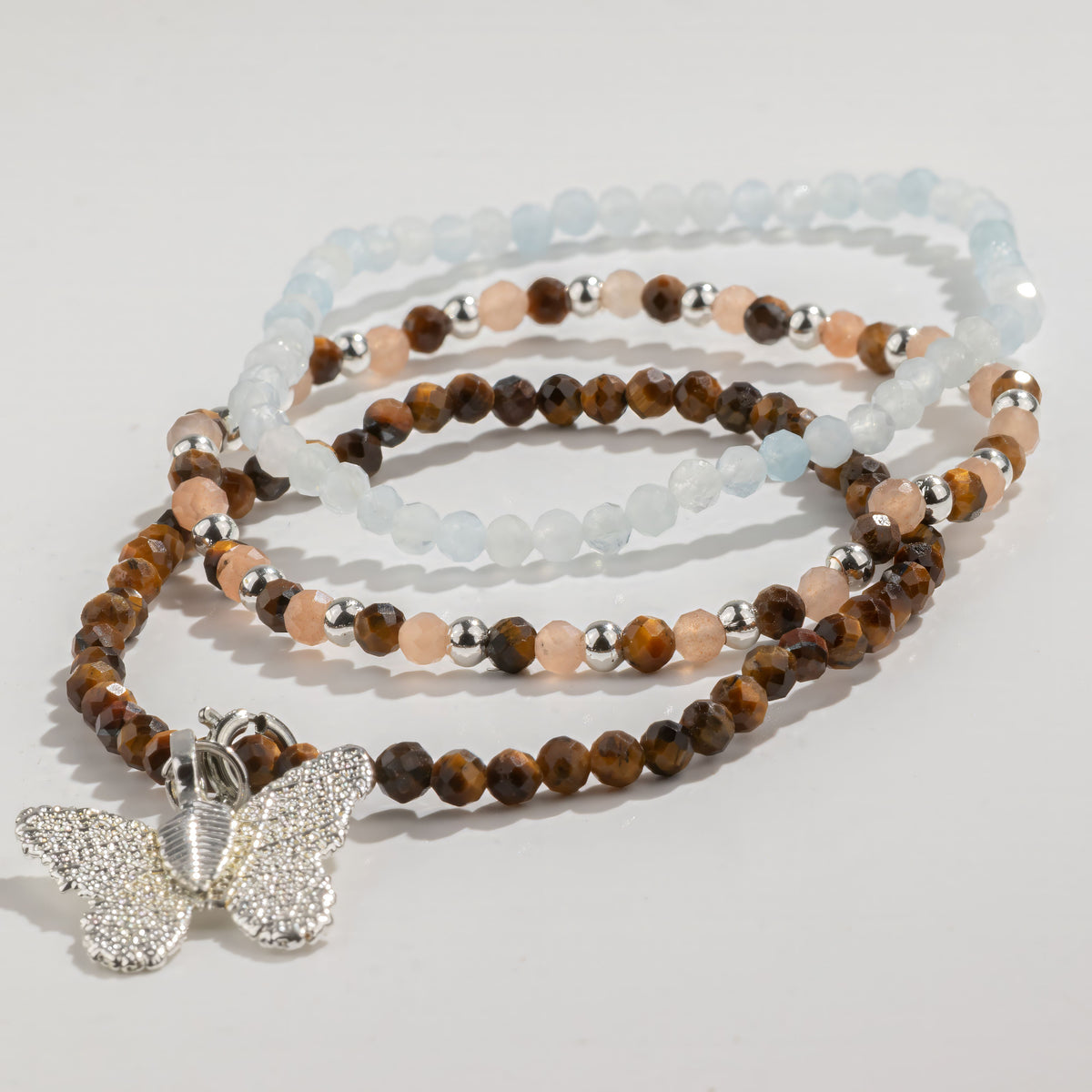 Conjunto de pulseras de gemas Espíritu de ninfa - Atardecer en el mar