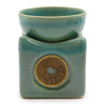 Großer Ölbrenner mit Glücksmünze – Jade