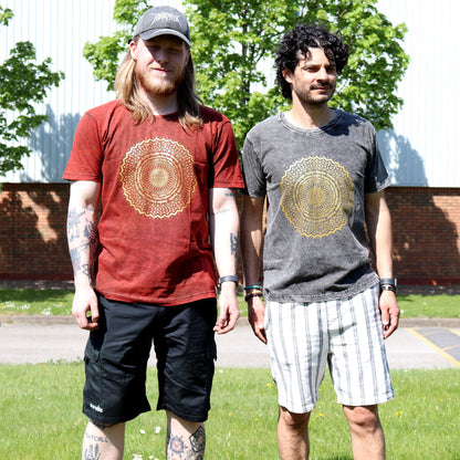 T-shirt sari nomade extra large - Mandala - Bordeaux