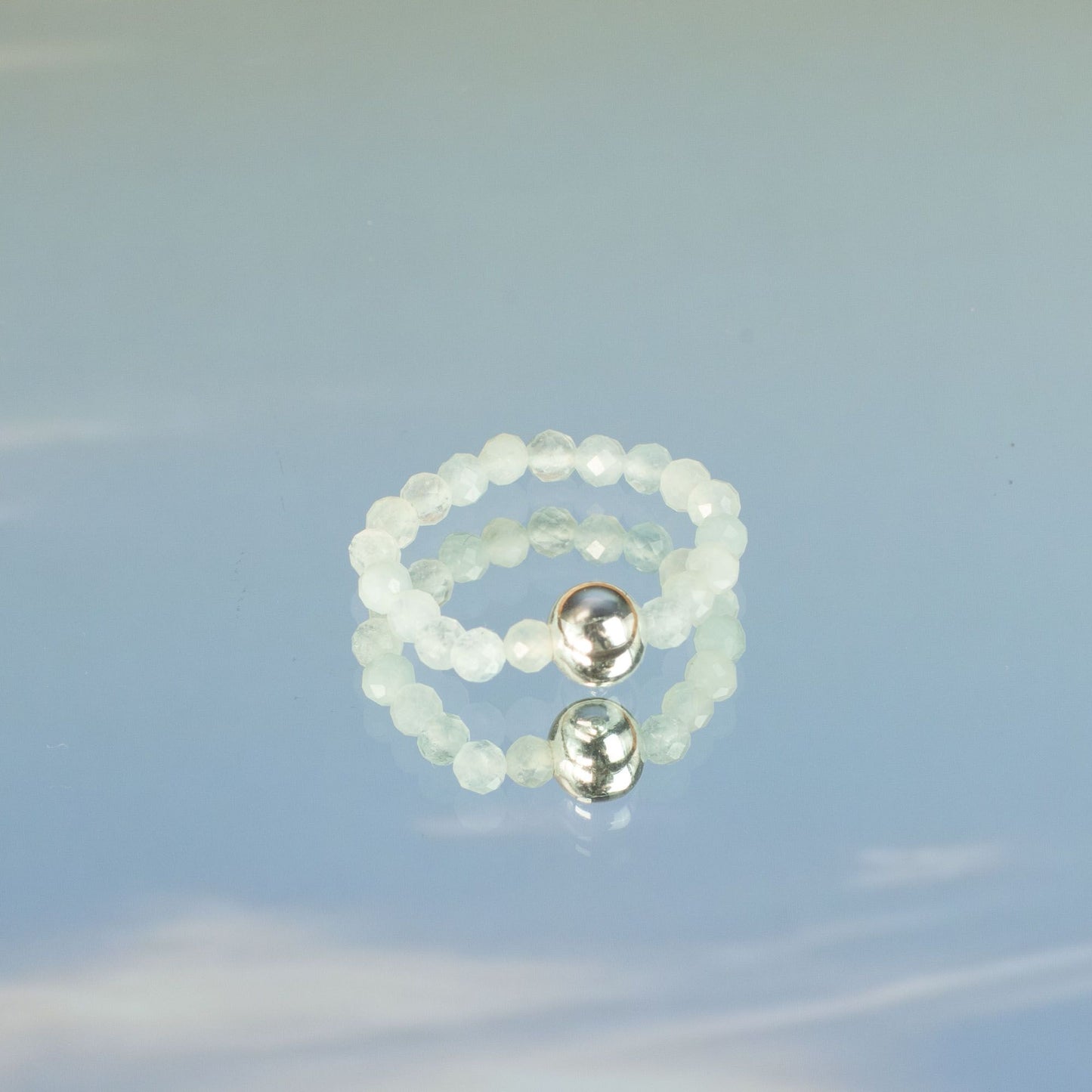 Set aus Ringen mit Elfenjuwelen – Sonnenuntergang am Meer