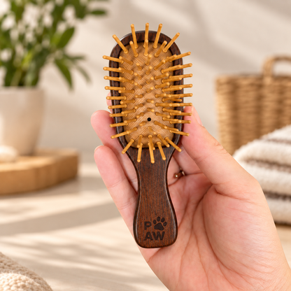 Herramientas de aseo PAW – Mini cepillo y masajeador con púas de bambú