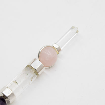 Celestial Prism Wand - Amethyst Moving Crystal Sphere Quartz Stem - 12cm