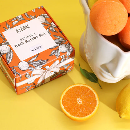Set de 4 Bombas de Baño de Vitamina C - Aromaterapia
