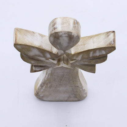 Ángel de Madera de Mango - Acabado Blanqueado con Estrella Calada - 18 cm