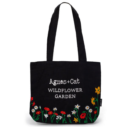 Agnes + Cat Bolso Tote de Jardín con Flores Silvestres - Negro