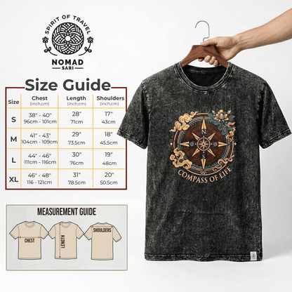 Nomad Sari T-Shirt aus gewaschener Baumwolle – Lebensbaum – Grün – XL