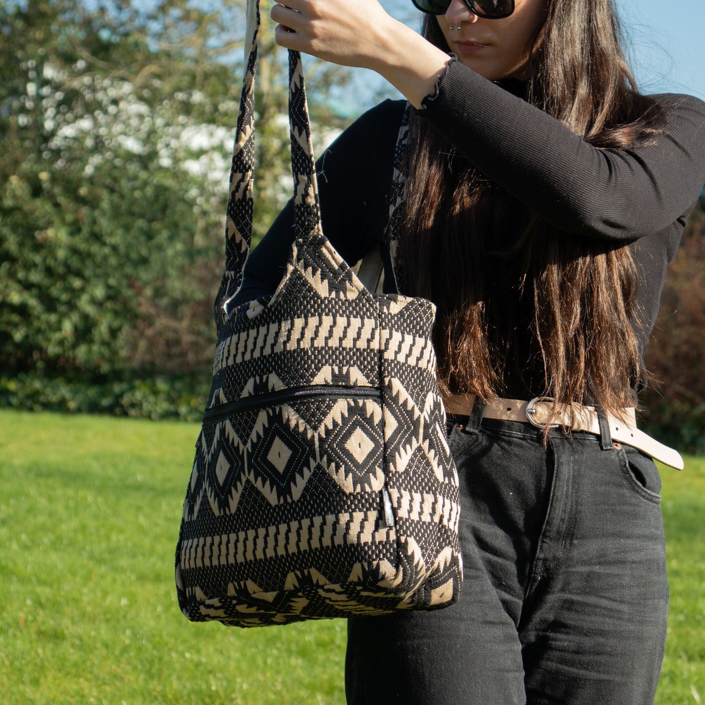 Taschen aus natürlichem Jacquard – Desert Loom – Wander Muse Tasche