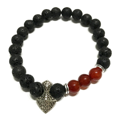 Lavastein Armband - Axt - Karneol