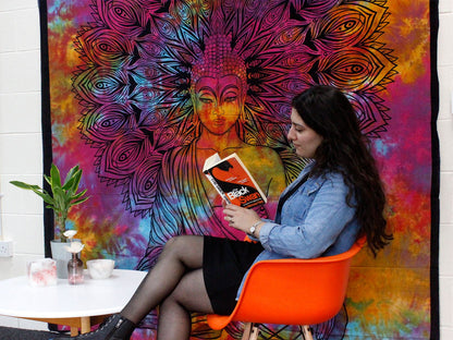 Colcha Individual de Algodón + Tapiz - Hamsa