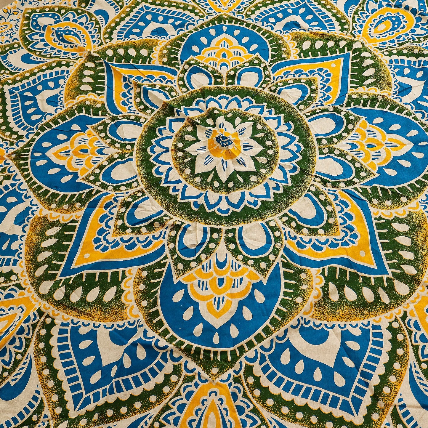 Gran Mandala Roundy Arte (180 cm) - Amarillo y Azul