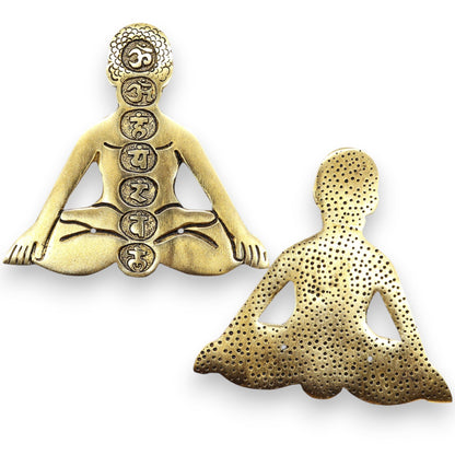 Porte-encens Yoga Sept Chakras Aluminium Doré 12x12cm