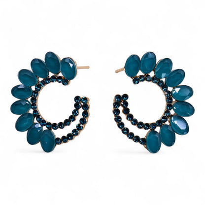 Verde azulado - Vidrio vintage - Aro - Aretes