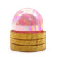 Sphère en cristal de quartz rose de 50 mm avec aura en titane et support