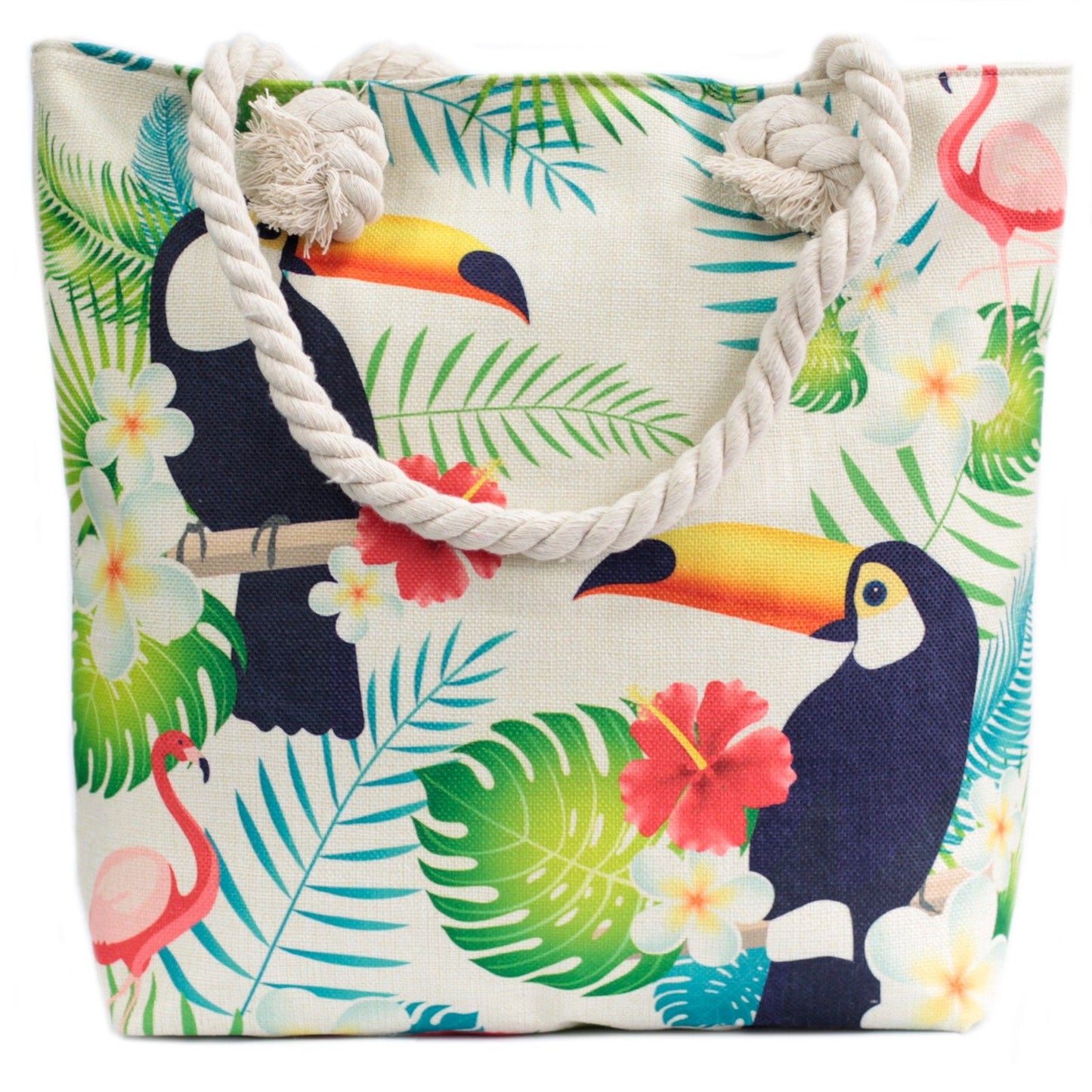 Sac cabas avec anse en corde - toucan tropical