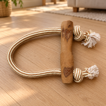Juguetes PAW para mascotas – Mordedor de madera de café Loop & Tug