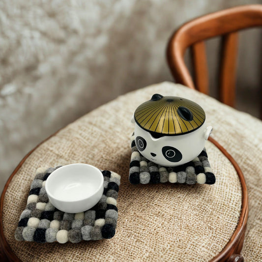 Posavasos cuadrados de fieltro de 10 cm, color gris multicolor (juego de 4)