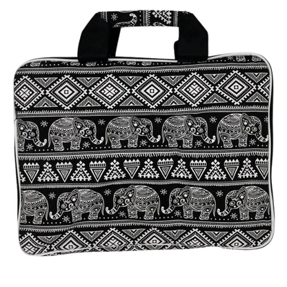 Sacoche rembourrée pour ordinateur portable (motif éléphants) 33 x 24 x 3 cm