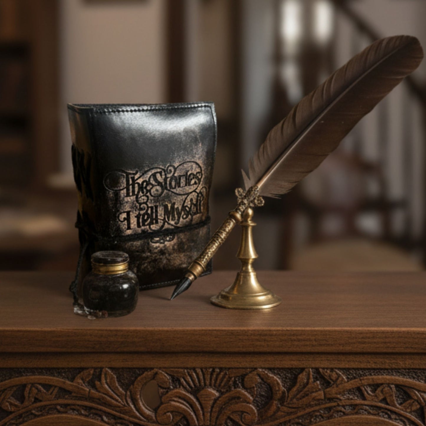 Carnets en cuir à bordure épaisse (5 x 3,5 pouces) - Les histoires que je me raconte