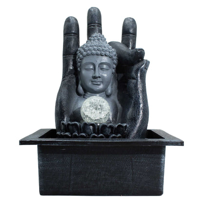 Tischbrunnen mit Hand und Kopf von Buddha (20x25x35 cm)