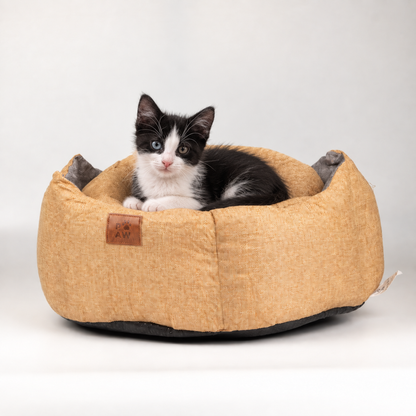 Cama para mascotas – Mediana Corona Real – Arena y Gris – 50 × 50 × 26 cm