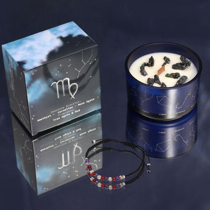 Bougie en cristal du zodiaque avec bracelet en pierres précieuses - Vierge