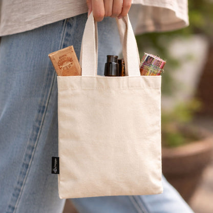 Nomad Sari Icónica Bolsa Tote de Regalo Mini - Sin impresión- (25x18cm) - Natural 4oz (lote de 5)