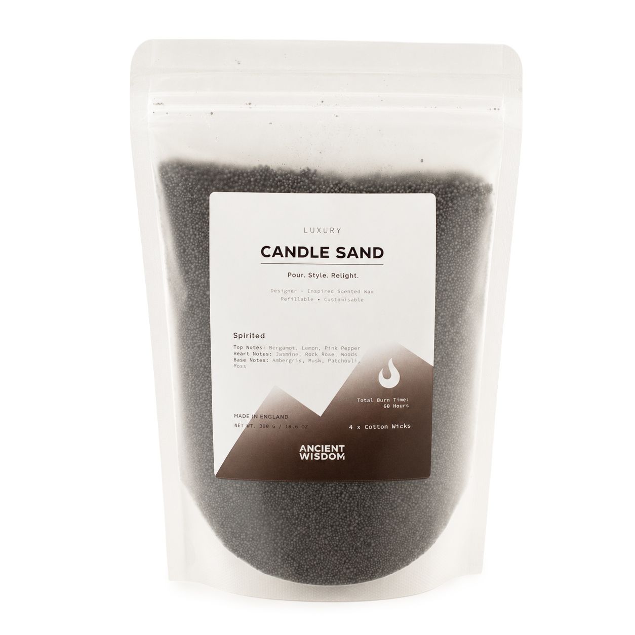 Vela perfumada Arena - Negro - con carácter - 300 g