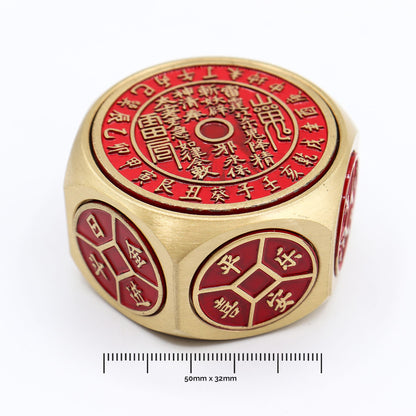 Feng Shui Fortune - Calendrier rouge et dés à pièces - Sélecteur de date propice