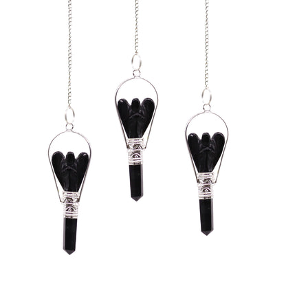 Péndulo de ángel con anillo de ágata negra