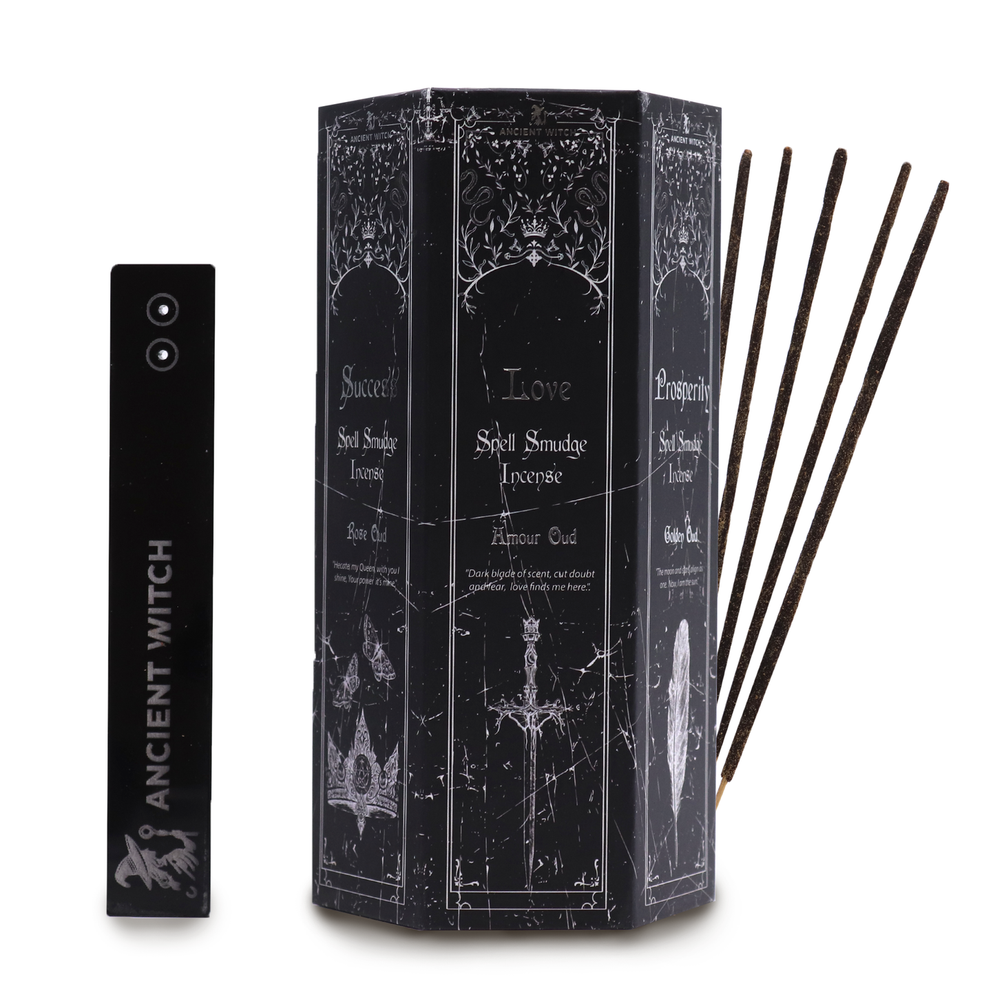 Encens en forme de pyramide - Coffret de 5 senteurs et anciens sorts de sorcières