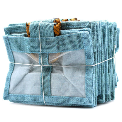 Bolsa de regalo con ventana de algodón y yute puro - 2 Ventanas