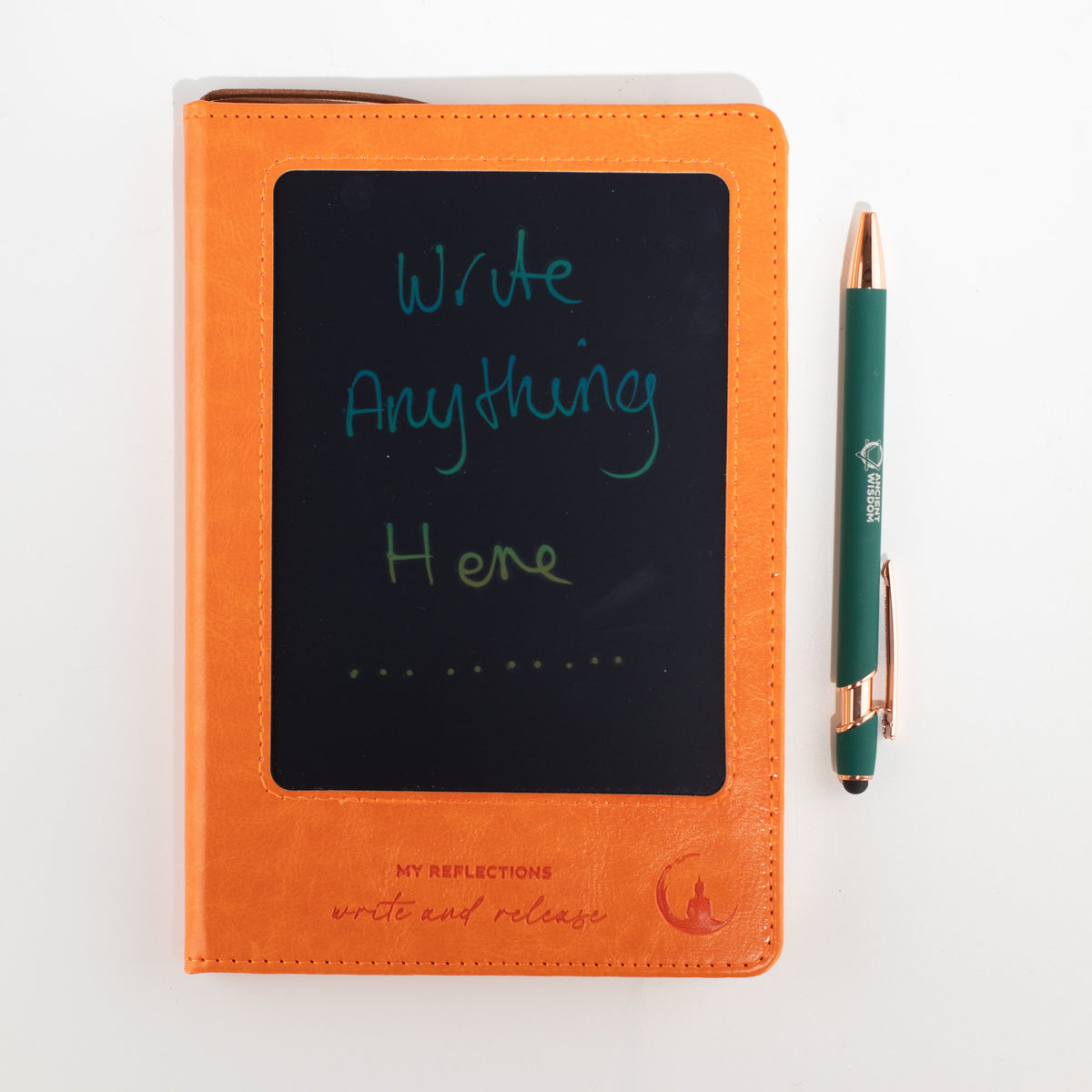 Cuaderno de intenciones A5 - Pantalla LCD borrable - Efecto cuero naranja - 80 hojas