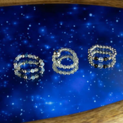 Ring-Set mit Nymphengeist-Edelstein – Nordlichter