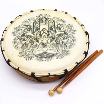 Tambour chamanique Hamsa avec maillet - 30 cm