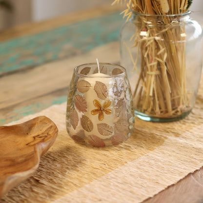 Bougeoir en verre floral naturel - Vase - Printemps (12x11cm)