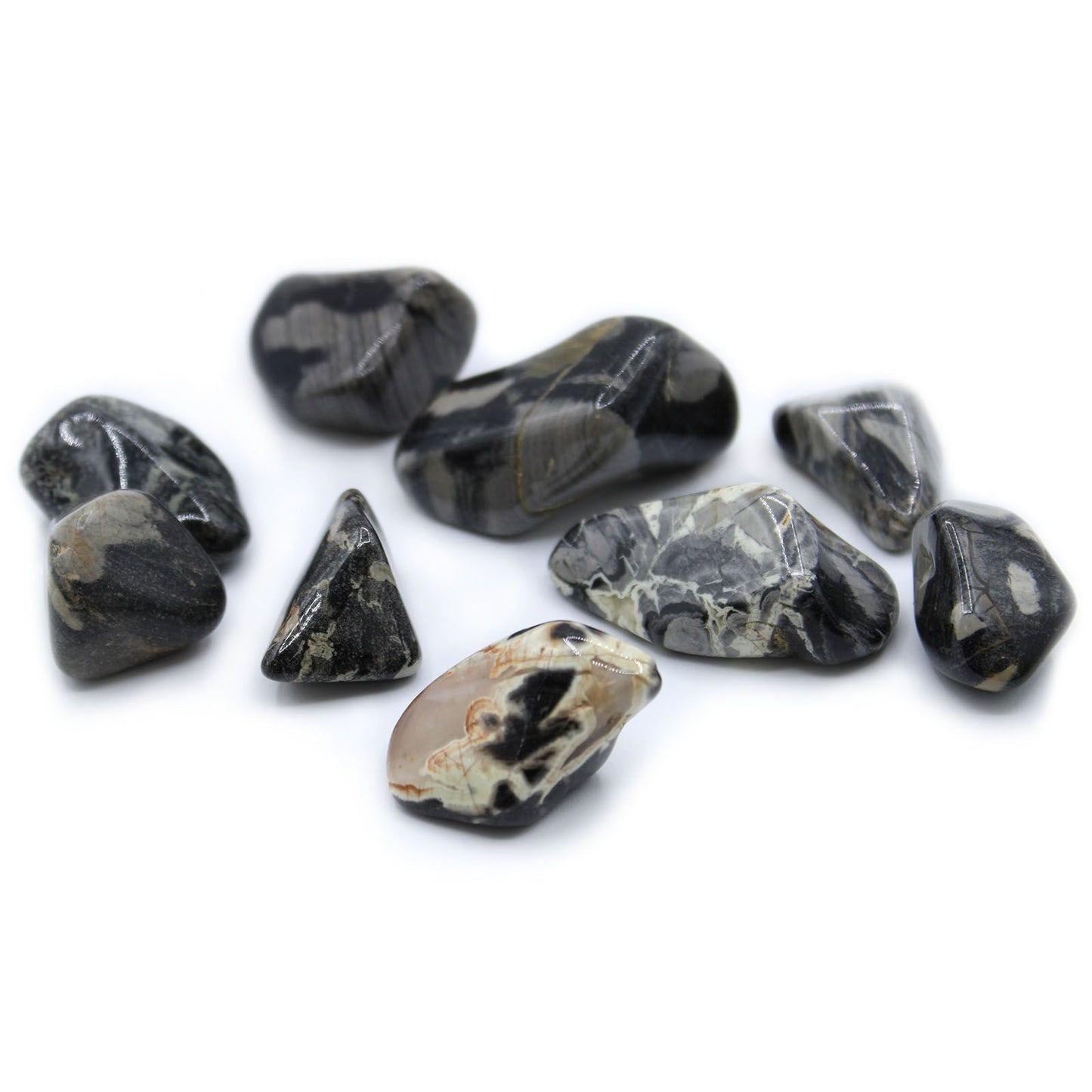 L Pierres roulées - Jaspe - Feuille d'argent