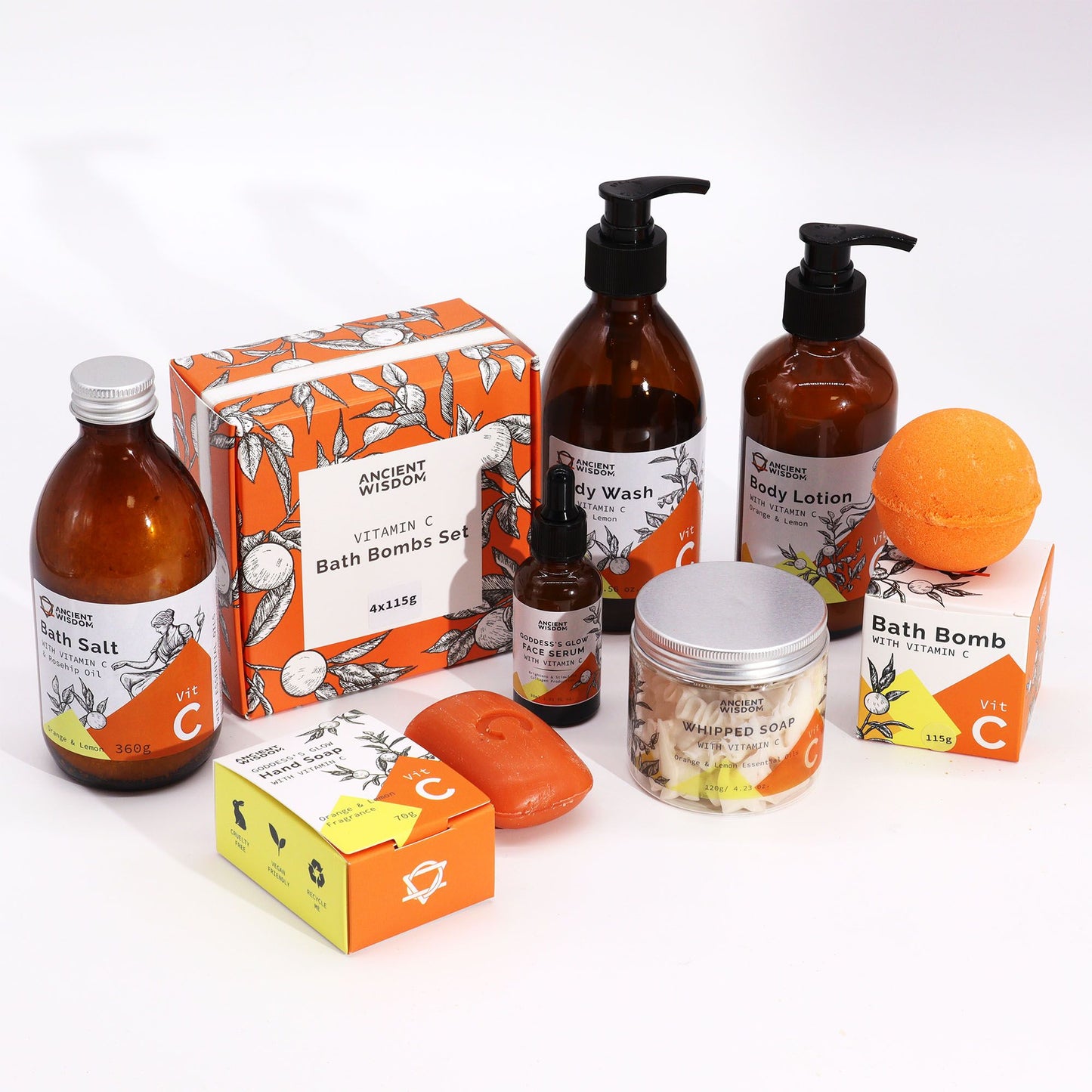 Set de 4 Bombas de Baño de Vitamina C - Aromaterapia