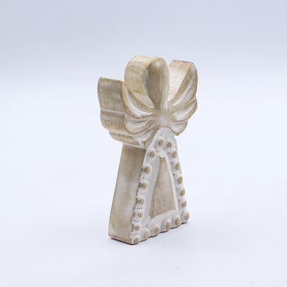 Ángel de Madera de Mango - Acabado Blanqueado - 13 cm