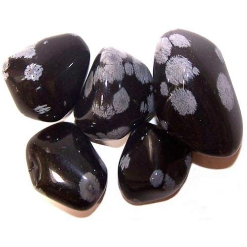 24 x L Trommelsteine ​​- Schneeflockenobsidian