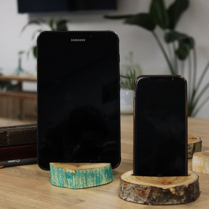 Petit support de téléphone en forme de bûche (fente) - Naturel