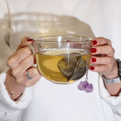 Colador de té de piedras preciosas de cristal crudo - Aguamarina