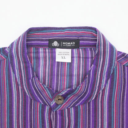 Nomad Sari Grandad Shirt - Negro Púrpura - XL