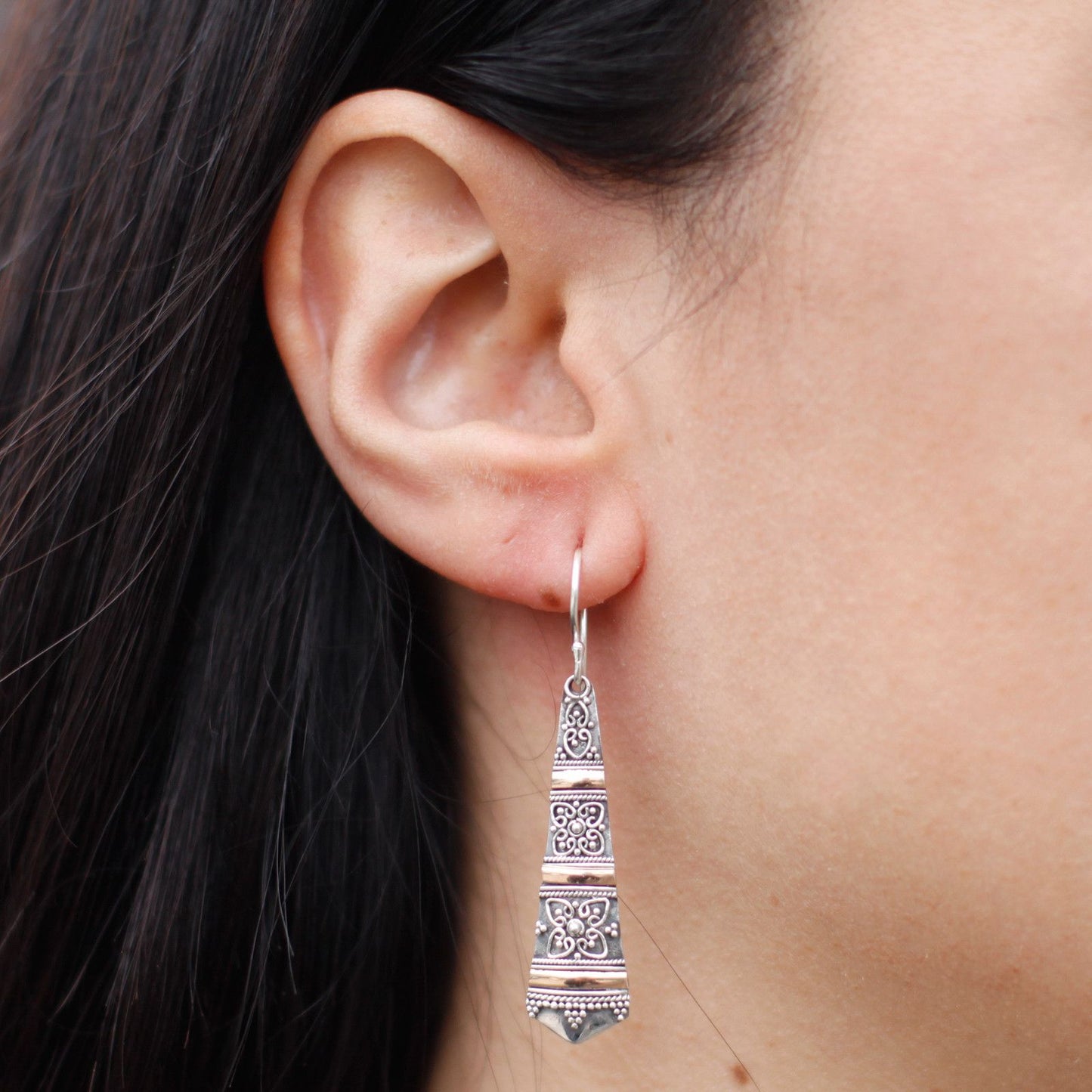 Pendientes Plata y Oro Gotas Tribales