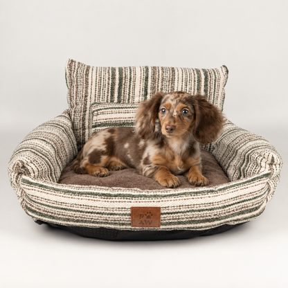 PAW Bed – Sofá pequeño – Rayas marrones – 50 × 50 × 26 cm