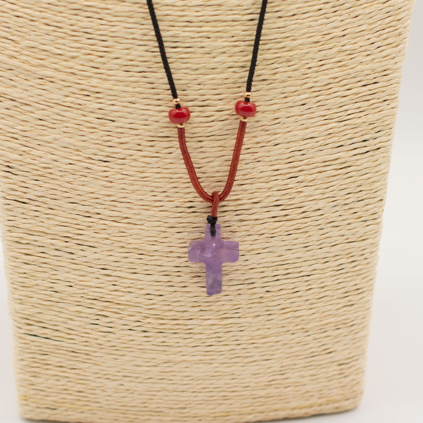 Kordelkette Edelstein-Anhänger – Amethyst-Kreuz