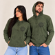 Camisa con capucha grande lavada a la piedra con bolsillo canguro - Verde azulado vintage