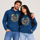 Camisa con capucha mediana lavada a la piedra con bolsillo canguro - Brújula de la vida azul