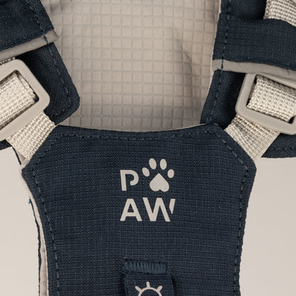 PAW - S (4-8 kg) Arnés de paso para perros Guardian con malla reflectante - Gris roca - Colgante de obsidiana negra