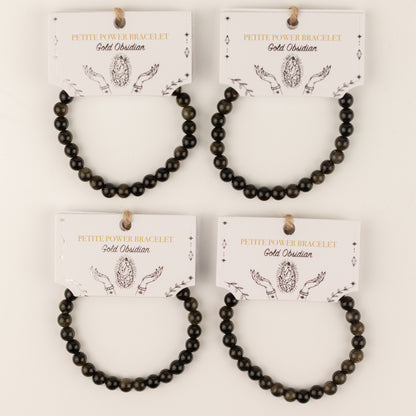 Pulsera de Poder Pequeña (17 cm x 6 mm) - Obsidiana Dorada