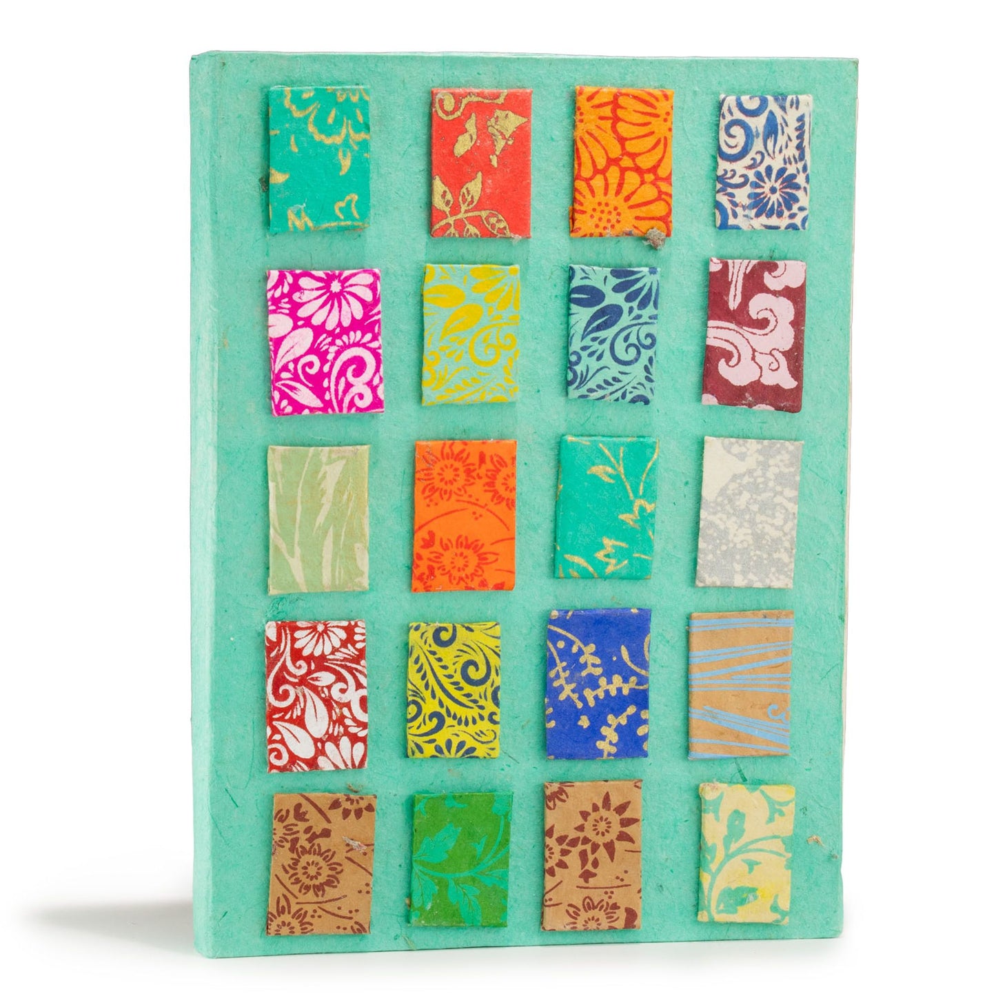 Carnet Lokta Mini Carreaux – Grand (21x15 cm) – 45 Feuilles – Comprend un Marque-page – Turquoise
